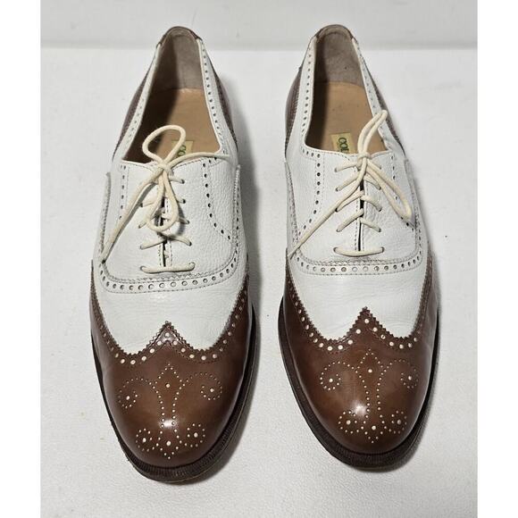 VTG Bragano Cole Haan Men's Spectator Oxford SZ 10 D Wingtip Tan White Brogue - Picture 2 of 11